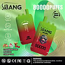 Bang Leader 80000 Puffs disposable vape, three-flavor option: Strawberry Kiwi, Peach Ice, Cherry Cola