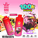 Bang King Triple 100K disposable vape with 100K puffs, 3-in-1 switch, Type-C charging, 650mAh battery, 10 flavors