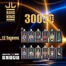 Bang King Crystal 30000 Puffs 12 Totems lineup image showing all flavors, mesh coil, Type-C rechargeable, 650mAh battery