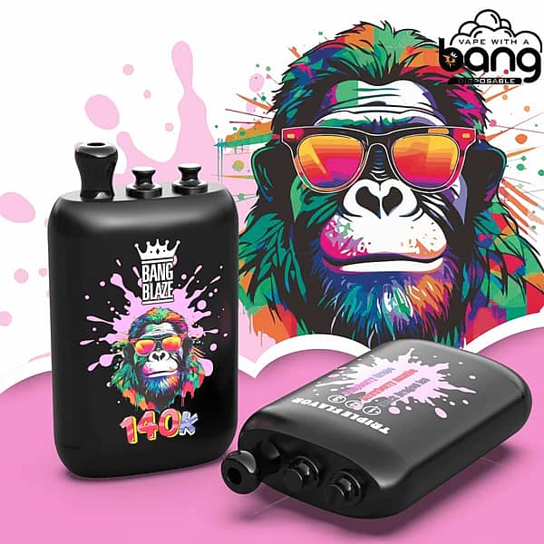 Bang Blaze 140K disposable vape &ndash; Black Dragon Ice, Strawberry Mamba & Raspberry Grape triple flavors (Dual Mesh, Type-C, 550mAh)