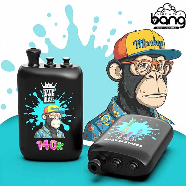 Bang Blaze 140K disposable vape &ndash; Blueberry Ice, Love 66 & Peach Mango Watermelon triple flavors (Dual Mesh, Type-C, 550mAh)