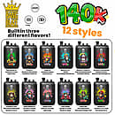 Bang Blaze 140K disposable vape flavor chart &ndash; 12 styles with built-in three different flavors (Type-C, Dual Mesh)