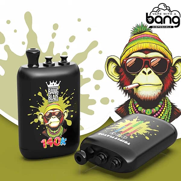 Bang Blaze 140K triple-flavor disposable vape &ndash; Strawberry Kiwi, Watermelon Bubblegum & Blueberry Cherry (Dual Mesh, Type-C, 550mAh)