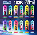 Bang Legend 110K 3-in-1 disposable vape flavor chart showing 12 flavor options and 110000 puffs lineup