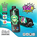 Bang Legend 150K Passion Fruit / Guava Lime / Passion Fruit Lemon disposable vape with 150K puffs, 6-in-1 adjustable flavors, Type-C, 850mAh, LED screen