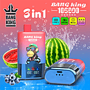 Bang King 100K 3 in 1 disposable vape in Blueberries, Watermelon, and Blueberries and Watermelon flavors with 100000 puffs, Type-C charging, mesh coil, and LED screen display