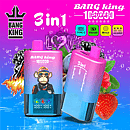 Bang King 100K 3 in 1 disposable vape in Functional Beverages, Love 66, and Mixed Fruits flavors with 100000 puffs, Type-C charging, mesh coil, and LED screen display