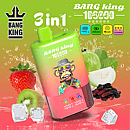 Bang King 100K 3 in 1 disposable vape in Strawberry Kiwi, Kiwi Guava, and Black Dragon Ice flavors with 100000 puffs, Type-C charging, mesh coil, and LED screen display