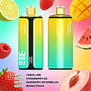 Bang Box 160K disposable vape in Grape Ice, Lychee Ice, Peach Berry, and Kiwi Passion Fruit Guava flavors with premium high-puff rechargeable performance