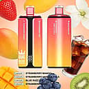 Bang Box 160K disposable vape in Strawberry Mango, Strawberry Vanilla Cola, Blue Razz Ice, and Strawberry Kiwi flavors with premium high-puff rechargeable performance