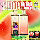 Bang Box 200K 8 in 1 disposable vape in Triple Mango, Mango Passion Fruit, Pineapple Ice, and Strawberry Mango flavors with 200000 puffs, smart screen display, 850mAh battery, mesh coil, and Type-C charging