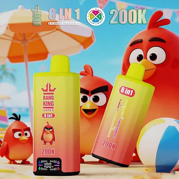 Bang King 200K 8-in-1 adjustable flavors disposable vape &ndash; Peach Mango Watermelon, Red Bull Strawberry & Strawberry Kiwi