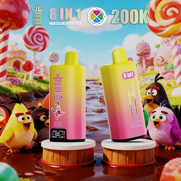 Bang King 200K 8-in-1 adjustable flavors disposable vape &ndash; Triple Berry, Tropical Fruit, Strawberry Banana, Pink Lemonade