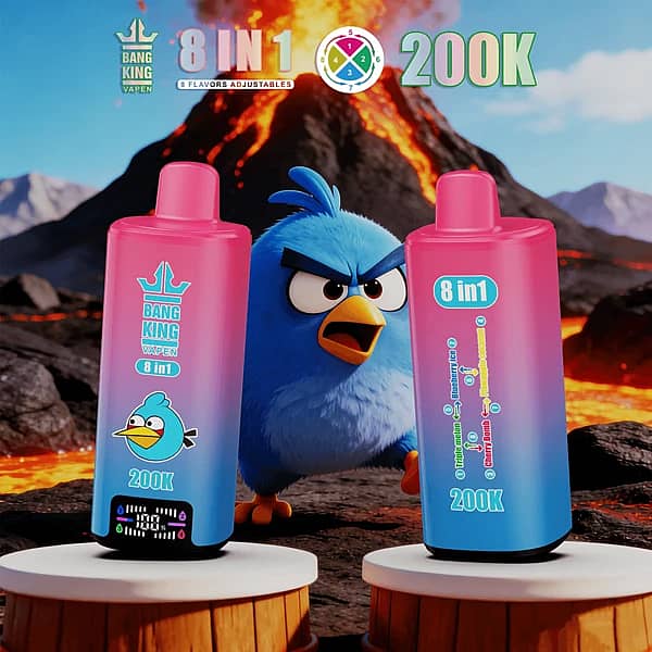 Bang King 200K 8-in-1 adjustable flavors disposable vape &ndash; Triple Melon, Blueberry Ice, Cherry Bomb, Pineapple Coconut