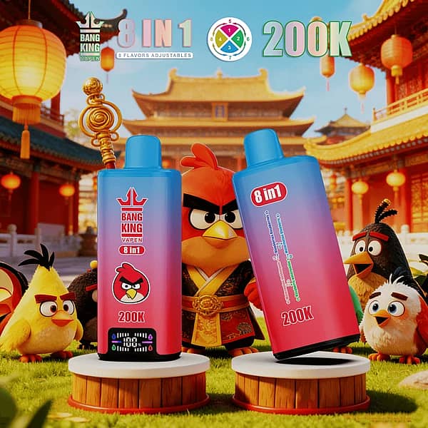 Bang King 200K 8-in-1 adjustable flavors disposable vape &ndash; Watermelon Bubblegum, Blueberries, Raspberries, Raspberry Watermelon, Watermelon Blueberry