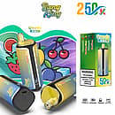 Bang King 250K Quads 4 in 1 disposable vape in Watermelon Ice, Strawberry Mango, Blueberry Ice, and Fizzy Cherry flavors with product box packaging