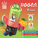 Bang Leader 110K 6 in 1 disposable vape in Blueberries Raspberries, Sour Pineapples Oranges, and Raspberries Watermelons flavors with 110000 puffs and adjustable flavor design