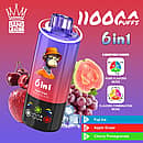 Bang Leader 110K 6 in 1 disposable vape in Fuji Ice, Apple Grape, and Cherry Pomegranate flavors with 110000 puffs and adjustable flavor design