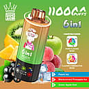 Bang Leader 110K 6 in 1 disposable vape in Peach Ice, Blackcurrant Pineapple Ice, and Green Apple Kiwi flavors with 110000 puffs and adjustable flavor design