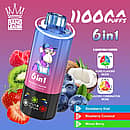 Bang Leader 110K 6 in 1 disposable vape in Strawberry Kiwi, Blueberry Coconut, and Mixed Berry flavors with 110000 puffs and adjustable flavor design