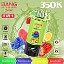 Bang Leader Stoll 350K 8 in 1 disposable vape in Blue Razz Ice, Watermelon Ice, Strawberry Ice, and Lemon Lime flavors with up to 350000 puffs, mesh coil, 650mAh battery, and Type-C charging