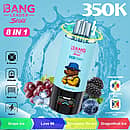 Bang Leader Stoll 350K 8 in 1 disposable vape in Grape Ice, Love 66, Blueberry On Ice, and Dragonfruit Ice flavors with up to 350000 puffs, mesh coil, 650mAh battery, and Type-C charging