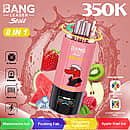 Bang Leader Stoll 350K 8 in 1 disposable vape in Watermelon Ice, Fucking Fab, Strawberry Raspberry, and Apple Kiwi Ice flavors with up to 350000 puffs, mesh coil, 650mAh battery, and Type-C charging