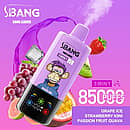 Bang Leader 85K 3 in 1 disposable vape in Grape Ice, Strawberry Kiwi, and Passion Fruit Guava flavors with 85000 puffs and adjustable flavor design