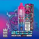 Bang Box 20K disposable vape in Blueberry Sour Raspberry Ice flavor with 20000 puffs, mesh coil, Type-C charging, and 850mAh battery
