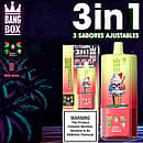 Jednorazowy vape Bang Box 80K 3 w 1 w smakach Strawberry Kiwi, Sour Mango Pineapple i Strawberry Red Bull z 80000 zaciągnięciami, baterią 850 mAh, regulowanym przełączaniem smaków i inteligentnym wyświetlaczem.