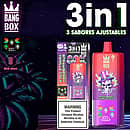 Jednorazowy vape Bang Box 80K 3 w 1 w smakach Strawberry Vanilla Cola, Sour Apple Raspberry i Lemon Lime z 80000 zaciągnięciami, baterią 850 mAh, regulowanym przełączaniem smaków i inteligentnym wyświetlaczem.