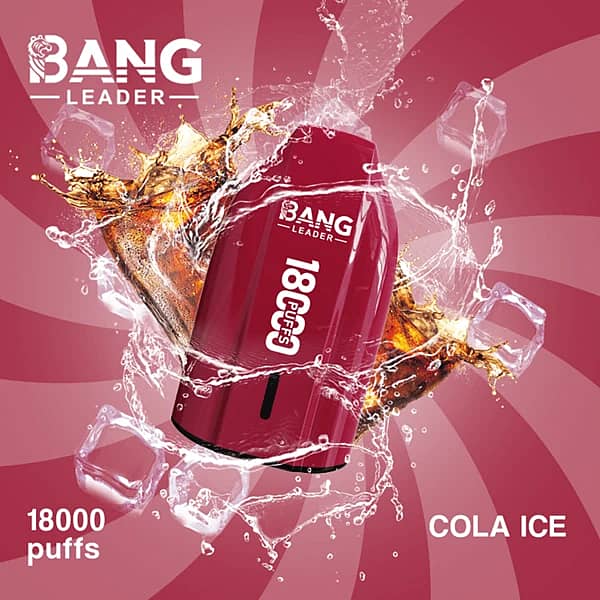 Bang Leader 18K disposable vape in Cola Ice flavor with 18000 puffs, compact portable design, and smooth all-day performance