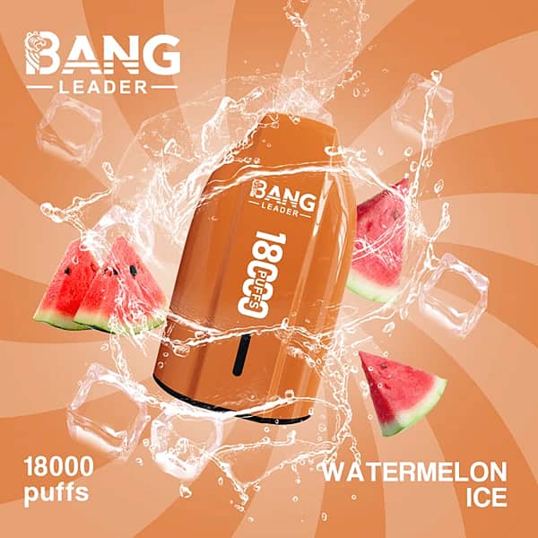 Bang Leader 18K disposable vape in Watermelon Ice flavor with 18000 puffs, compact portable design, and smooth all-day performance