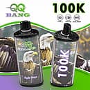 QQ Bang 100K disposable vape in Apple Grape flavor with 100000 puffs, Type-C charging, 650mAh battery, and dual mesh coil