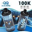 QQ Bang 100K disposable vape in Blueberry Ice flavor with 100000 puffs, Type-C charging, 650mAh battery, and dual mesh coil