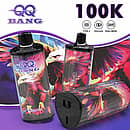 QQ Bang 100K disposable vape in Grape Ice flavor with 100000 puffs, Type-C charging, 650mAh battery, and dual mesh coil