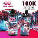 QQ Bang 100K disposable vape in Mixed Fruits flavor with 100000 puffs, Type-C charging, 650mAh battery, and dual mesh coil