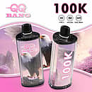 QQ Bang 100K disposable vape in Peach Ice flavor with 100000 puffs, Type-C charging, 650mAh battery, and dual mesh coil
