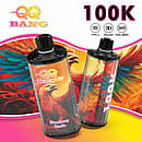 QQ Bang 100K disposable vape in Strawberry Mamba flavor with 100000 puffs, Type-C charging, 650mAh battery, and dual mesh coil