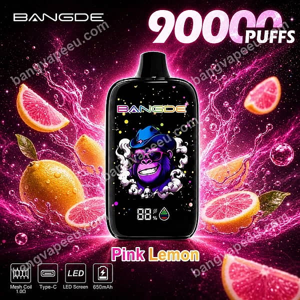 B=600,H=600,Aanpassen=Verkleinen,Zwaartekracht=Auto,Verscherpen=1,Metagegevens=Geen,Formaat=Auto,Kwaliteit=70 Bang De 90K Pink Lemon Disposable Vape Featuring 90000 Puffs, An Led Screen, 650Mah Rechargeable Battery, And Mesh Coil With Fresh Pink Lemon Splash Graphics