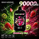 Bang De 90K Strawberry Kiwi disposable vape device featuring 90000 puffs, a smart LED screen, 650mAh rechargeable battery, and 1.0 ohm mesh coil