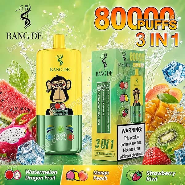 W=600,H=600,Fit=Scale Down,Gravity=Auto,Sharpen=1,Metadata=None,Format=Auto,Quality=70 Bang De 80K Watermelon Dragon Fruit, Mango Peach, And Strawberry Kiwi 3-In-1 Disposable Vape Device Featuring 80000 Puffs And Triple Flavors