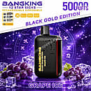 Bang King 12 Star Signs Grape Ice rechargeable disposable vape from the Black Gold Edition, featuring 50000 puffs and a Virgo astrological design