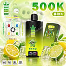 Bang King 500K 8in1 disposable vape in Fizzy Lemon & Lime flavor, featuring an LCD display, rechargeable 650mAh battery, and mesh coil