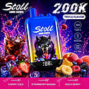 Bang Leader Stoll 200K Puffs disposable vape featuring triple flavors Cherry Cola, Strawberry Banana, and Peach Berry with Type-C rechargeability