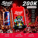 Bang Leader Stoll 200K Puffs disposable vape featuring triple flavors Cola Ice, Energy Drink, and Cherry Ice with a rechargeable battery and dual mesh