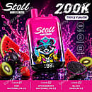 Bang Leader Stoll 200K Puffs triple flavor disposable vape featuring Kiwi Watermelon Ice, Strawberry Watermelon Ice, and Black Dragon Ice with LED display