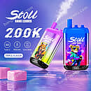 Bang Leader Stoll 200K Puffs disposable vape with triple flavor design, featuring dual mesh, 650mAh rechargeable battery, and a digital smart display