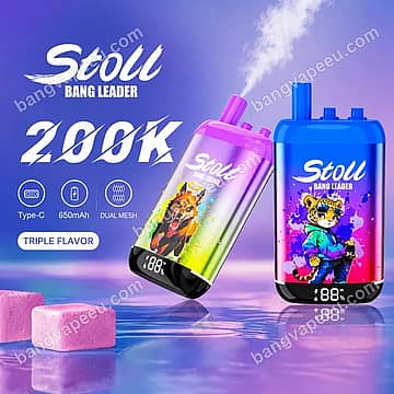 Bang Leader Stoll 200K Puffs Disposable Vape With Triple Flavor Design, Featuring Dual Mesh, 650Mah Rechargeable Battery, And A Digital Smart Display