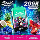 Bang Leader Stoll 200K Puffs triple flavor disposable vape with a digital screen, 650mAh battery, Pineapple Coconut, Blue Razz, and Strawberry Watermelon Ice